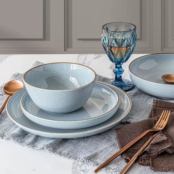 Overandback Options - 16-Piece Stoneware Dinnerware Set - Blue - Image 3