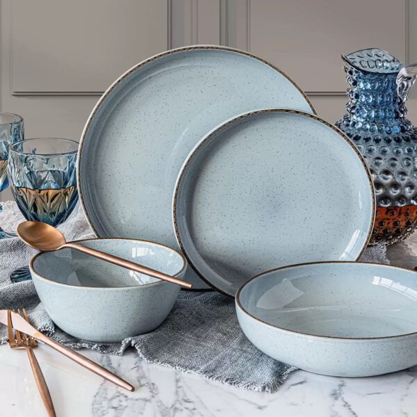 Overandback Options - 16-Piece Stoneware Dinnerware Set - Blue - Image 4