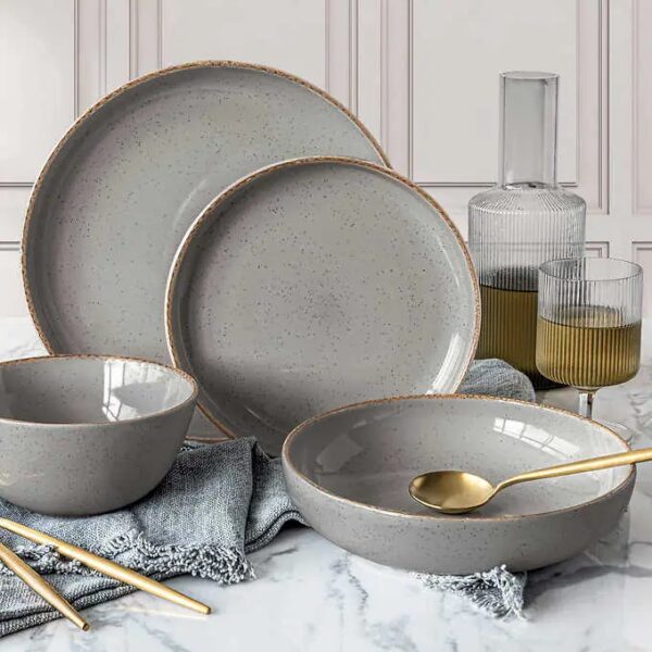Overandback Options - 16-Piece Stoneware Dinnerware Set - Grey