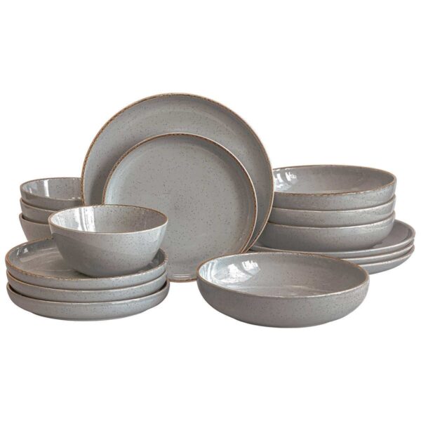 Overandback Options - 16-Piece Stoneware Dinnerware Set - Grey - Image 3