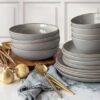 Overandback Options - 16-Piece Stoneware Dinnerware Set - Grey - Image 5