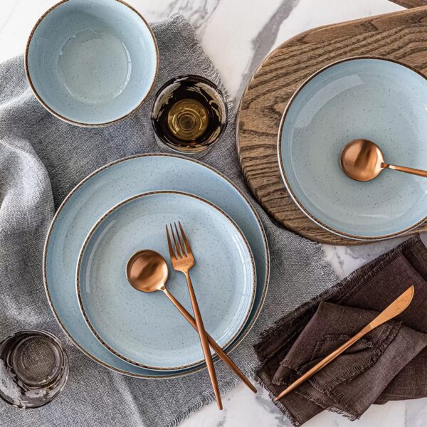 Overandback Options - 16-Piece Stoneware Dinnerware Set - Blue - Image 6