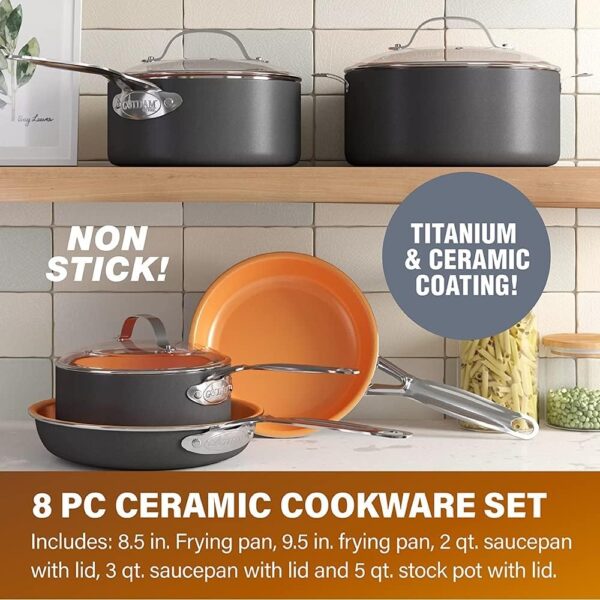 The Gotham Steel Pro Non-stick Hard Anodized Set - 8pc Cookware Set - Image 7
