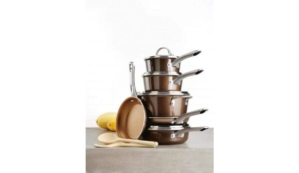 Ayesha Curry Home Collection - 12 Piece Aluminium Nonstick Cookware Set - Brown Sugar
