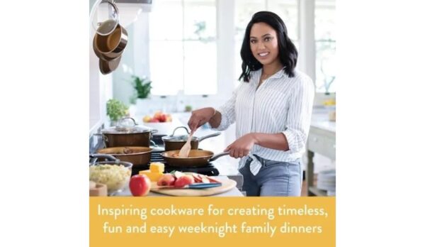 Ayesha Curry Home Collection - 12 Piece Aluminium Nonstick Cookware Set - Brown Sugar - Image 3