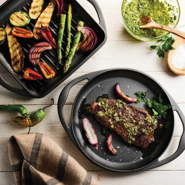 Tramontina Pre-seasoned Cast Iron Grill And Griddle Set, 2 Pack
