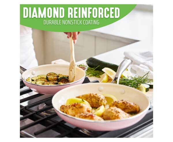 Greenlife 2-piece Artisan Non-stick Frypan & Skillet Set - Pink - Image 5