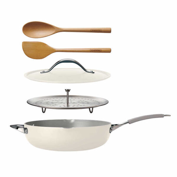 Tramontina All-in-one Ceramic Non-stick Pan - 5-quart - White - Image 3
