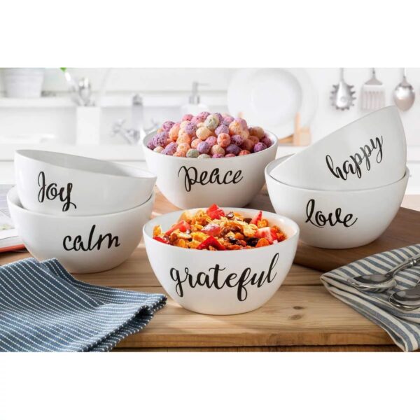 Signature Ceramic Bowl Set With Inspirational Words - 6pieces