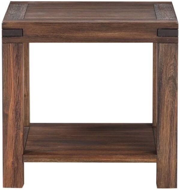 Meadow Solid Wood Rectangular Side Table In Brick Brown - Image 3