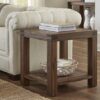Meadow Solid Wood Rectangular Side Table In Brick Brown