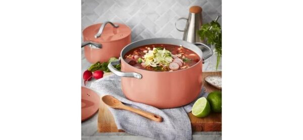 Member's Mark 11-piece Modern Ceramic Cookware Set -Coral - Image 3