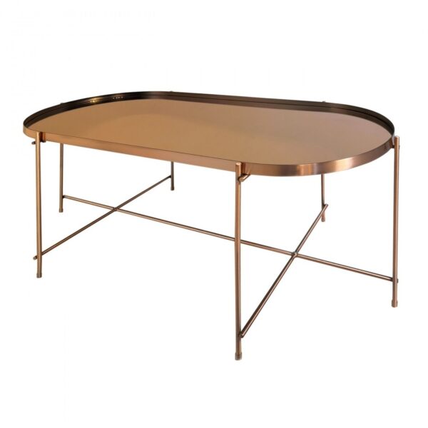 Oakland Oblong Coffee Table Bronze - Metal Frame Mirrored Top Table - 100 Cm - Image 3