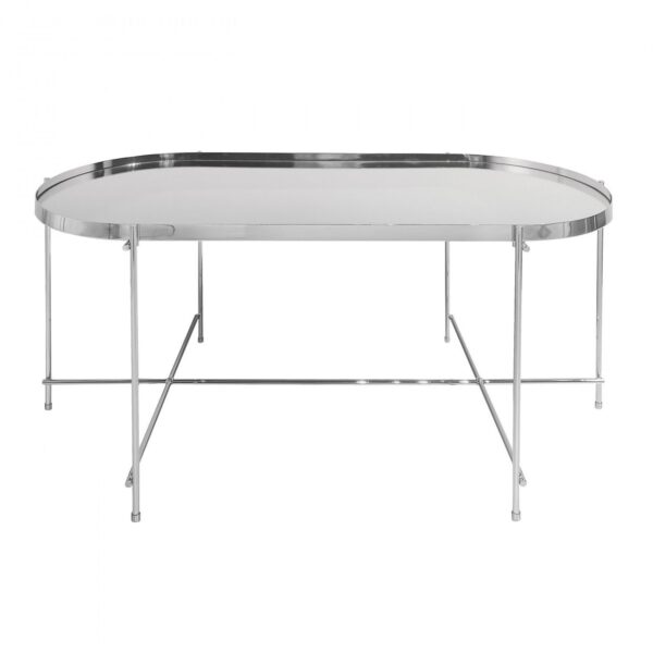 Oakland Oblong Chrome Coffee Table - Metal Frame Mirrored Table - Image 2