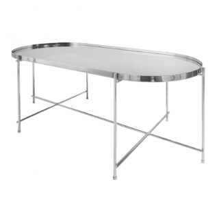 Oakland Oblong Chrome Coffee Table - Metal Frame Mirrored Table