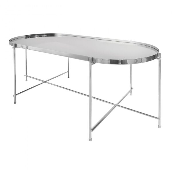 Oakland Oblong Chrome Coffee Table - Metal Frame Mirrored Table
