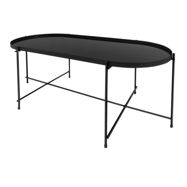 Oakland Oblong Coffee Table - Metal Frame Mirrored Top Table - 100 Cm - Image 3