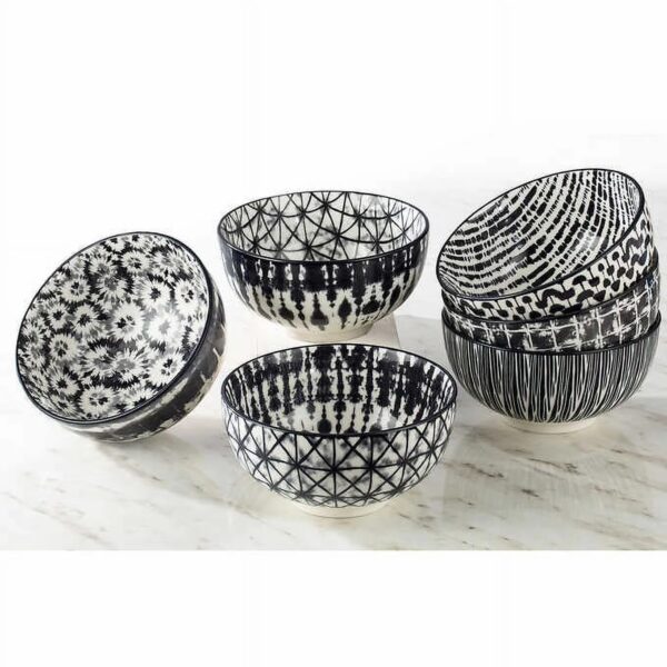 Signature Bowls - 6 Piece - Black Printed - Image 2