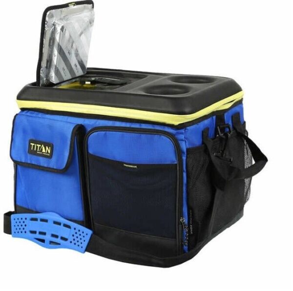 Titan 50-can Collapsible Cooler Tabletop & 2 Drink Holders Lid -Blue - Image 5