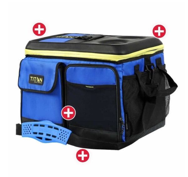 Titan 50-can Collapsible Cooler Tabletop & 2 Drink Holders Lid -Blue - Image 2