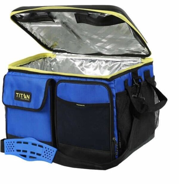 Titan 50-can Collapsible Cooler Tabletop & 2 Drink Holders Lid -Blue