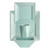 Home Essentials Tiffany Square Beaded Edge Dinner Set - 16 Piece - Blue - Image 4