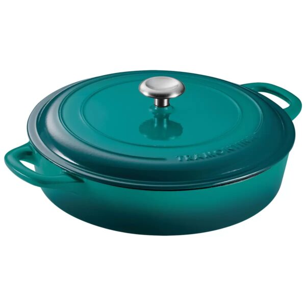 Tramontina Covered Enameled Cast Iron Braiser - 3.8L - Teal - Image 2