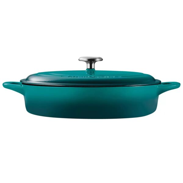 Tramontina Covered Enameled Cast Iron Braiser - 3.8L - Teal - Image 3