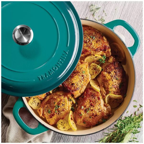 Tramontina Covered Enameled Cast Iron Braiser - 3.8L - Teal