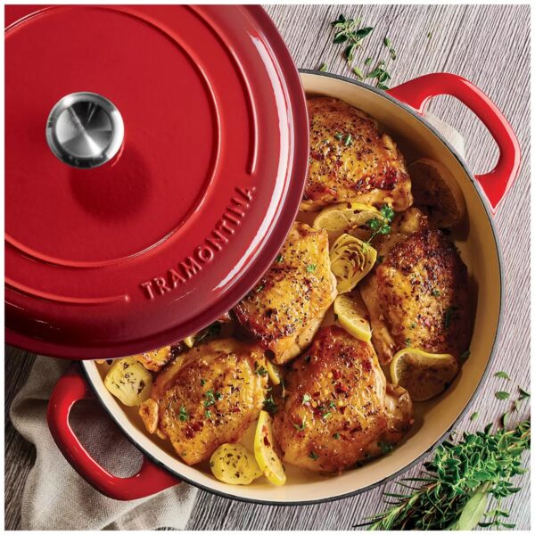 Tramontina Covered Enameled Cast Iron Braiser - 3.8L - Red