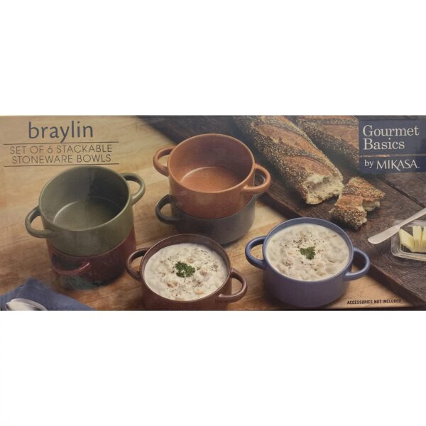 Mikasa Gingko Gourmet Basics By Mikasa Braylin Set Of 6 Stackable Stoneware Bowls - Image 3