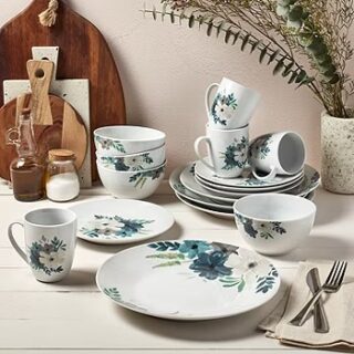 Tabletops Gallery Emily - 16 Piece Round Rim Dinnerware Set -Service Of 4