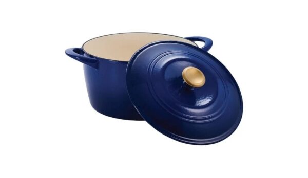 Tramontina Enameled Cast Iron 7-quart Dutch Oven  - Classic Blue and Gold Knob - Image 2