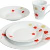 Prima 16 Piece Dinnerware Set - Cream & Red Patterns
