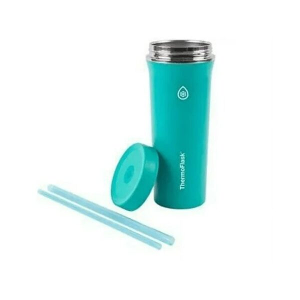 Thermoflask 32oz Insulated Standard Straw Tumbler, 2-Pack (Black and Green) - Image 2