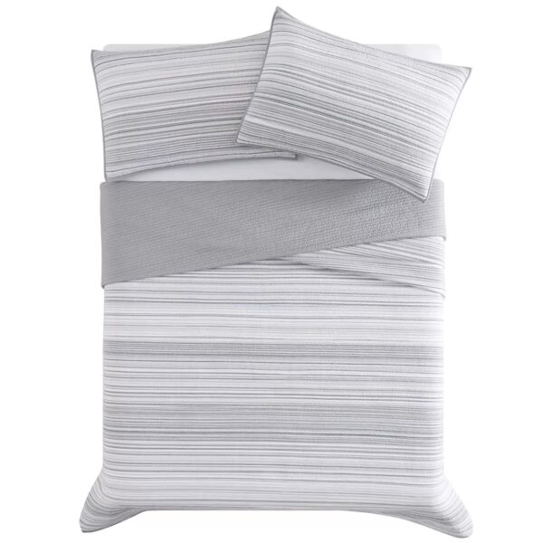Retro Chic 3pc King Quilt Set Grey/White - Image 6