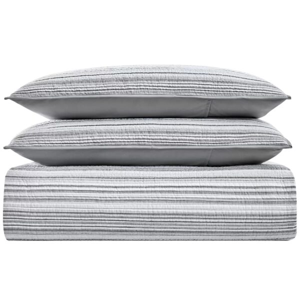 Retro Chic 3pc King Quilt Set Grey/White - Image 2