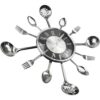 Linsan Kitchen Cutlery Wall Clock With Forks And Spoons For Home Decor - 14" - Black - Image 5