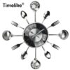 Linsan Kitchen Cutlery Wall Clock With Forks And Spoons For Home Decor - 14" - Black - Image 3