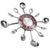 Kitchen Cutlery Wall Clock With Forks And Spoons For Home Decor - 14" - Red