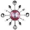 Kitchen Cutlery Wall Clock With Forks And Spoons For Home Decor - 14" - Red - Image 3