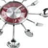 Kitchen Cutlery Wall Clock With Forks And Spoons For Home Decor - 14" - Red - Image 5