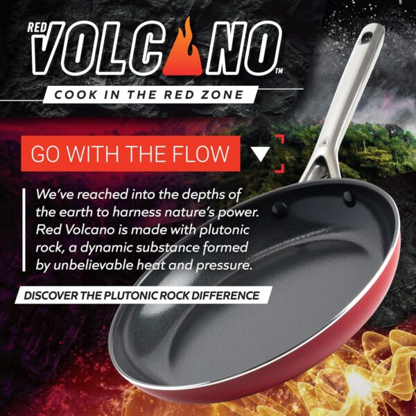 Red Volcano Ceramic Nonstick Cookware Set - 12 Piece - Image 8