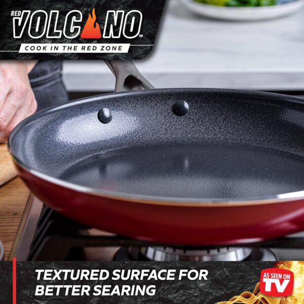 Red Volcano Ceramic Nonstick Cookware Set - 12 Piece - Image 3