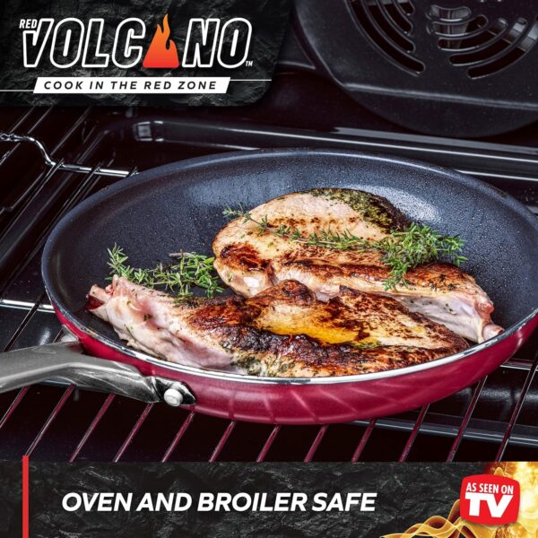 Red Volcano Ceramic Nonstick Cookware Set - 12 Piece - Image 6