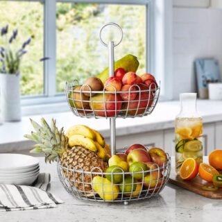 Member's Mark 2-Tier Round Basket Stand Silver