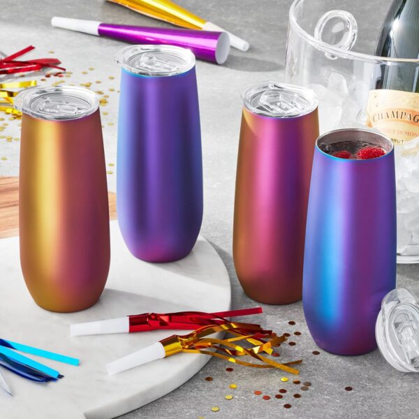 Member's Mark 14oz. Stainless Steel Insulated Flute Tumblers with Lids, 4 Pack (Dragonfly)