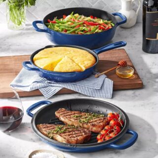 Member's Mark Enamel Cast Iron Set - Blue - 3-pieces