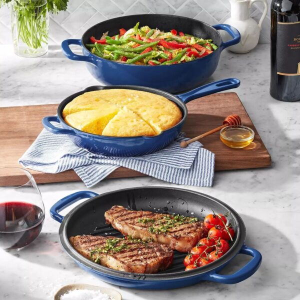 Member's Mark Enamel Cast Iron Set - Blue - 3-pieces