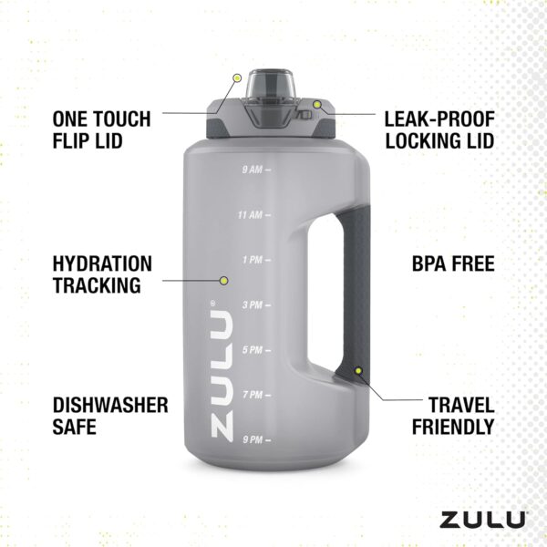 Zulu Water Bottles With Hydration Tracking Time Markers - 2 Pack - 64 Oz - Gray & Royal Blue - Image 6